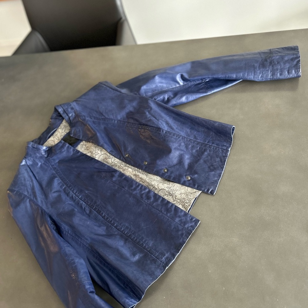 Purple blue leather RIANI jacket